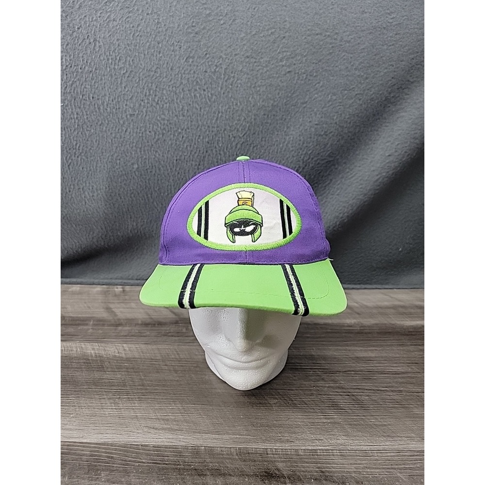 Vtg 90s Six Flags Marvin the Martian Snapback Hat Cap Looney Tunes Cartoon